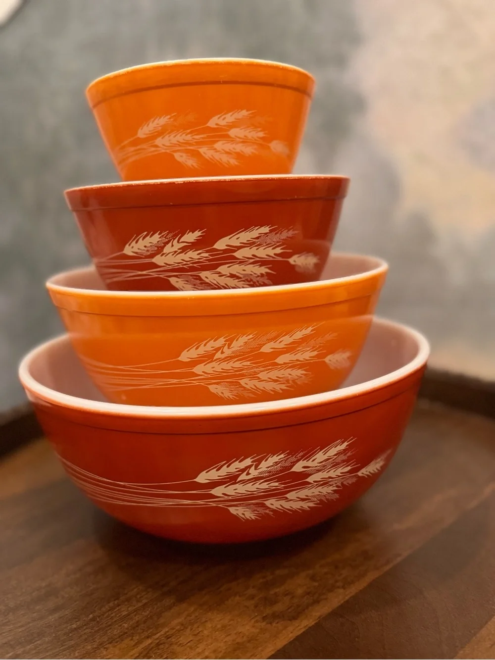 Vintage Pyrex Autumn Harvest Wheat Cinderella/ Mixing Nesting Bowls - Set Of 4